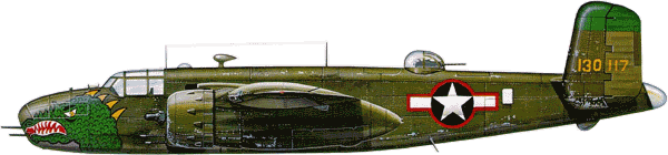 B-25C �� 405-�� ��������� 38&nbsp;BG, ����� ������, 1943&nbsp;�. ��������-������� (OD) ������� ����������� � ����� (NG) &mdash; ������