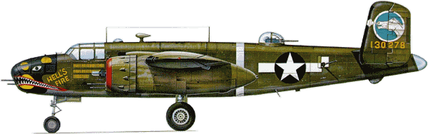 B-25D �� 500-�� ��������� &laquo;������ �������&raquo; 345&nbsp;BG, ����� ������, 1944&nbsp;�. ��������-������� (OD) ������� ����������� � ����� (NG) &mdash; ������