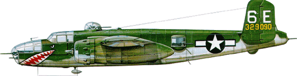 B-25J �� 486-�� ��������� 340&nbsp;BG, �������, 1944&nbsp;�. ���������� �������� &mdash; ������� ������� ����������� � ����� ������� &mdash; ������, ������������ &laquo;��������&raquo; &mdash; ��������-�������