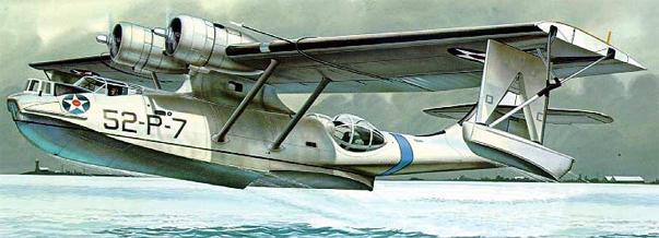 PBY-5 (№ 2293) из VP-52 на базе Куонсет-Поинт, Род-Айленд, 1941 г. Окрашена по стандартной довоенной схеме с увеличенной "нейтральной звездой" на носу. Кромки капотов должны быть окрашены в белый цвет, но на этой машине окраска отсутствует.