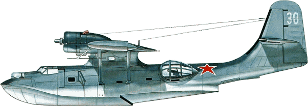 Номад PBN-1 (№ 02821, строевой - 30) на авиабазе Кадьяк, Аляска, 3 сентября 1944 г во время перегона в СССР. Схема окраски позднего периода войны - трехцветная с размытыми границами цветов.