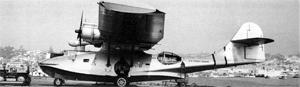 PBY-5AG Береговой охраны США (№ 48322) в Сан-Диего, 26 октября 1948 г. Схема окраски послевоенная - корпус цвета алюминия, оранжевая полоса на фюзеляже и оранжевые законцовки крыльев.
