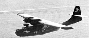 PBY-6A в послевоенный период. Эта окрашенная в темно-синий цвет амфибия из VU-7, базировавшегося в Сан-Диего, сфотографирована у острова Коронадо в 1949 г
