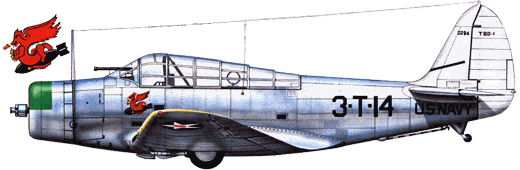 TBD-1, �������� � 3-� ��������� ���������, ����������� � ��������� "��������" (CV-3) � 1937&nbsp;�. VT-3 ���� ������ �������� ����������, ���������� ������������